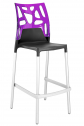 Стул пластиковый барный PAPATYA Ego Rock Bar алюминий, стеклопластик, поликарбонат антрацит матовый, фиолетовый Фото 1