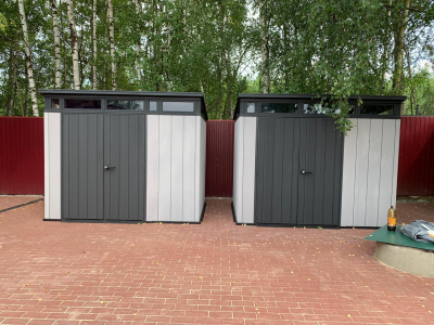 Сарай из ДПК Keter Artisan 7x9 древесно-пластиковый композит серый Фото 14
