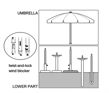 Зонт пляжный профессиональный Ø1.8 м Magnani Miro алюминий, Tempotest Para Фото 5