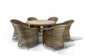 Плетеный обеденный комплект 4SIS Равенна алюминий, искусственный ротанг серо-желтый Фото 2