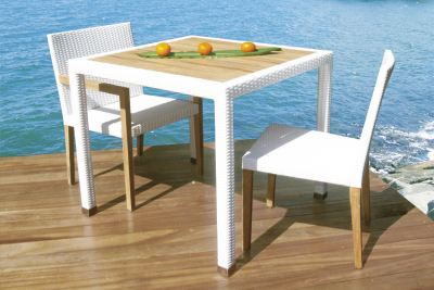Стул плетеный Giardino Di Legno Fiji тик, искусственный ротанг белый Фото 9