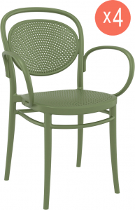 Комплект пластиковых кресел Siesta Contract Marcel XL Set 4 стеклопластик оливковый Фото 1