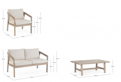 Комплект лаунж мебели Garden Relax Kalimera алюминий, роуп, олефин древесный Фото 2