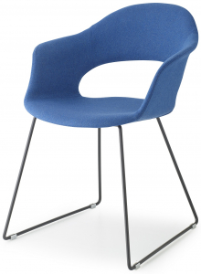 Кресло с обивкой Scab Design Lady B Pop sledge frame сталь, полипропилен ткань антрацит, синий Фото 1