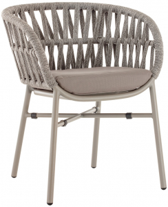 Кресло плетеное с подушкой Grattoni Tahiti алюминий, роуп, текстилен тортора, серебристый серый, тортора Фото 1