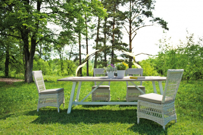Стол деревянный обеденный Garden Relax Amos акация белый, бежевый Фото 2