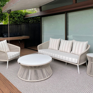 Кресло плетеное с подушками JANUS et Cie Knot алюминий, роуп, акрил окаменелость Фото 24