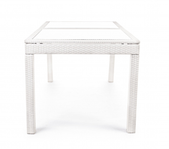 Стол плетеный со стеклом складной Garden Relax Athena алюминий, искусственный ротанг, закаленное стекло белый Фото 7