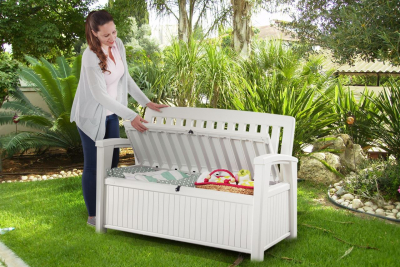 Скамья-сундук пластиковая Keter Patio Bench полипропилен белый Фото 2