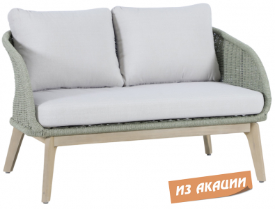 Диван деревянный двухместный Tagliamento Madrague акация, роуп, олефин светлый тик, бежевый Фото 1