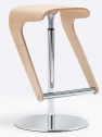 Табурет барный с регулировкой высоты PEDRALI Woody сталь, фанера хромированный, беленый дуб Фото 5