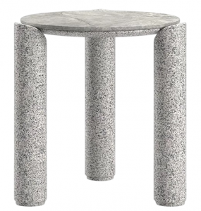 Столик кофейный каменный SNOC Lorvain Silver S песчаник, алюминий, камень серебряный, светло-серый Фото 1