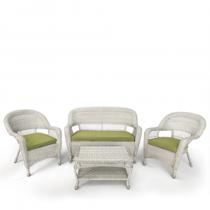 Комплект плетеной мебели Afina LV130 White/Green искусственный ротанг, сталь латте Фото 1