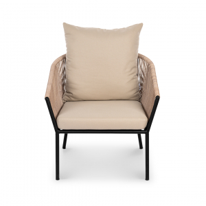 Кресло плетеное с подушками ReeHouse Patio алюминий, искусственный ротанг, олефин черный, ирбис, бежевый Фото 7