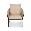 Кресло плетеное с подушками ReeHouse Patio алюминий, искусственный ротанг, олефин черный, ирбис, бежевый Фото 7