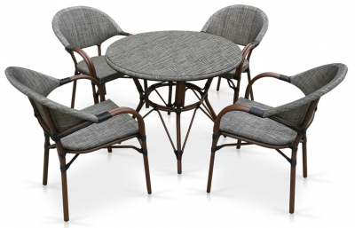 Комплект плетеной мебели Afina T071/C029-TX D90 4Pcs текстилен серо-бежевый Фото 1