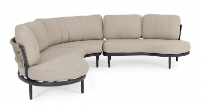 Диван модульный угловой с подушками Garden Relax Helios алюминий, роуп, олефин антрацит Фото 3