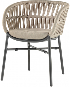 Кресло плетеное с подушкой Grattoni Tahiti алюминий, роуп, олефин антрацит, серый, тортора Фото 1