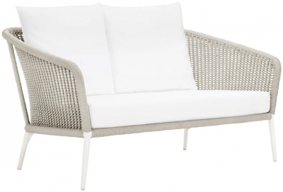 Диван двухместный плетеный с подушками JANUS et Cie Knot алюминий, роуп, акрил окаменелость Фото 1