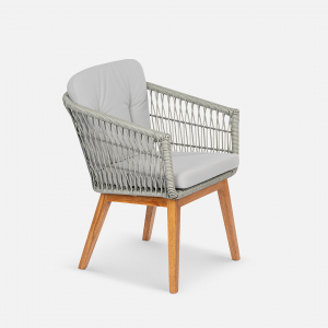 Комплект плетеной мебели ReeHouse Letto алюминий, ясень, искусственный ротанг, олефин лунный свет, серебристый, тик Фото 13