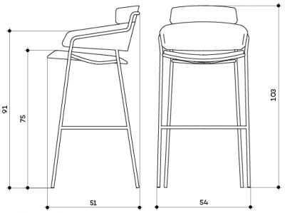Кресло барное с обивкой Arrmet Strike ST сталь, ткань Фото 2