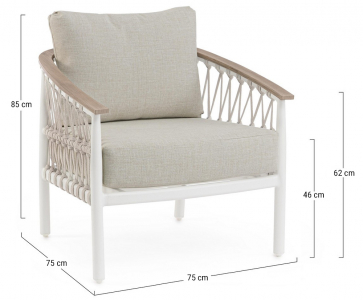 Кресло лаунж плетеное с подушками Garden Relax Fenix алюминий, роуп, олефин белый Фото 2