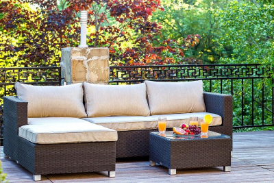 Комплект плетеной мебели JOYGARDEN Ostin алюминий, искусственный ротанг черный Фото 3