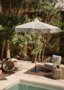 Зонт садовый плетеный Ø2.5 м Tagliamento Boho Macrame бук, хлопок натуральный Фото 2