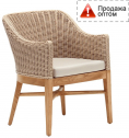 Кресло деревянное плетеное с подушкой Tagliamento Fungo каштан, искусственный ротанг, олефин Фото 1