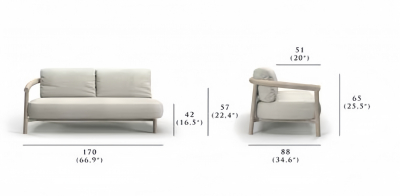 Модуль двухместный левый SNOC Lyora тик, олефин Фото 2