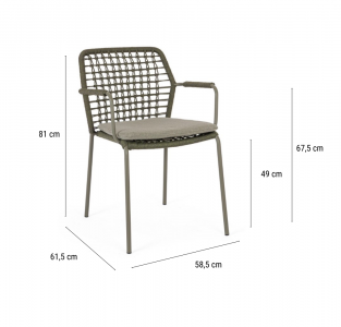 Кресло плетеное с подушкой Garden Relax Canar сталь, роуп, олефин зеленый Фото 2