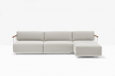 Модуль с левым подлокотником PEDRALI Arki-Sofa сталь, алюминий, тик, ткань белый, серый Фото 7