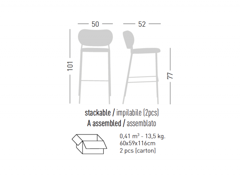 Стул барный с обивкой Nuta Light Stool 77