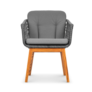 Комплект плетеной мебели ReeHouse Letto алюминий, ясень, искусственный ротанг, олефин черный металлик, серый, тик Фото 11