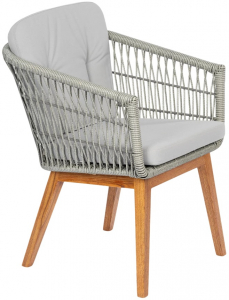 Кресло плетеное с подушками ReeHouse Letto алюминий, ясень, искусственный ротанг, олефин лунный свет, серебристый Фото 1
