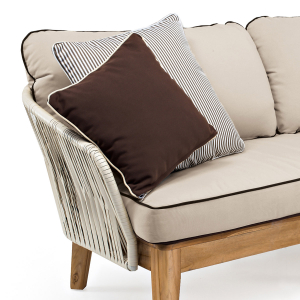 Диван плетеный RosaDesign Dakota тик, алюминий, роуп, ткань слоновая кость, бежевый Фото 6