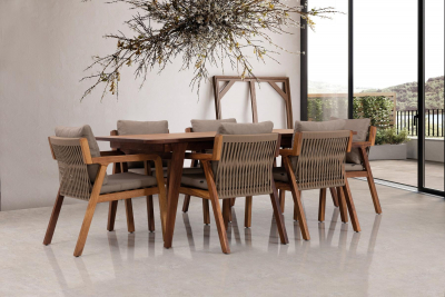 Кресло деревянное плетеное с подушками GARDENIUS Idea ироко, роуп, акрил Фото 8