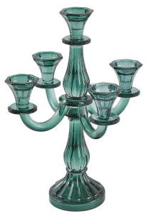 Подсвечник хрустальный извилистый EDG Candle Holder стекло сине-зеленый Фото 1