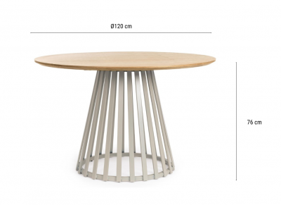 Стол обеденный деревянный Garden Relax Cillian сталь, МДФ теплый серый, натуральный Фото 2