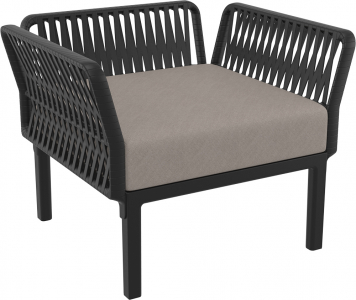 Кресло пластиковое с подушками Siesta Contract Portofino Lounge стеклопластик, полипропилен, полиэстер черный, светло-коричневый Фото 11