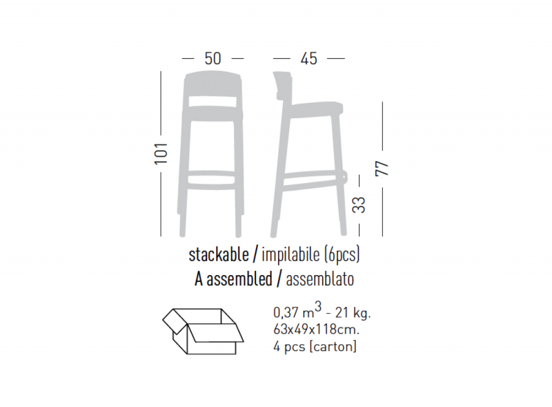 Стул пластиковый барный Abuela Stool 77