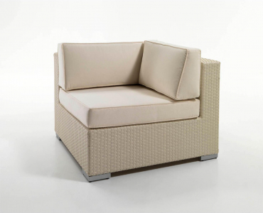 Модуль угловой плетеный RosaDesign Habana Modulare алюминий, искусственный ротанг, ткань слоновая кость Фото 3