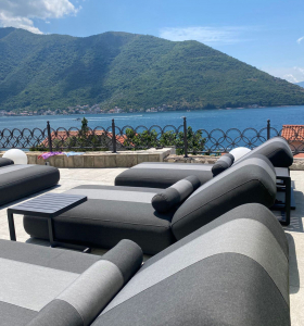 Шезлонг-лежак мягкий Grattoni Joy алюминий, ткань sunbrella антрацит, серый Фото 7