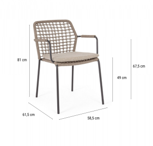 Кресло плетеное с подушкой Garden Relax Canar сталь, роуп, олефин антрацит Фото 2