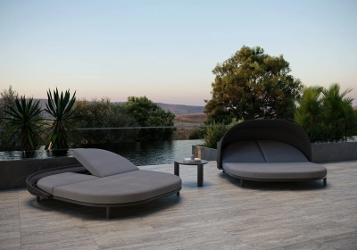 Лаунж-лежак с козырьком SNOC Lorvain Nightfall алюминий, олефин черный, серый Фото 5