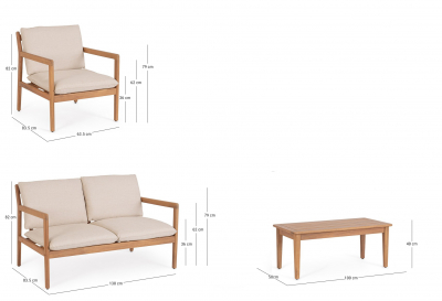 Комплект деревянной лаунж мебели Garden Relax Danubio акация, полиэстер тик Фото 2
