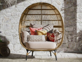Кресло плетеное с подушками SNOC Molly алюминий, искусственный ротанг, ткань натуральный Фото 1