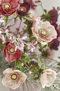 Ветвь шиповника декоративная заснеженная EDG Rosehip бело-красный Фото 3