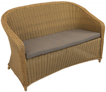 Диван двухместный плетеный с подушкой ReeHouse Primo алюминий, искусственный ротанг, олефин американский орех, серый Фото 1