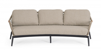 Диван трехместный с подушками Garden Relax Eulero алюминий, тик, роуп, олефин антрацит Фото 3